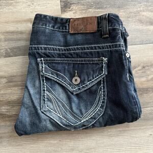 Helix Bootcut Jeans Men’s 34x32 Blue Denim Y2K Flap Pockets